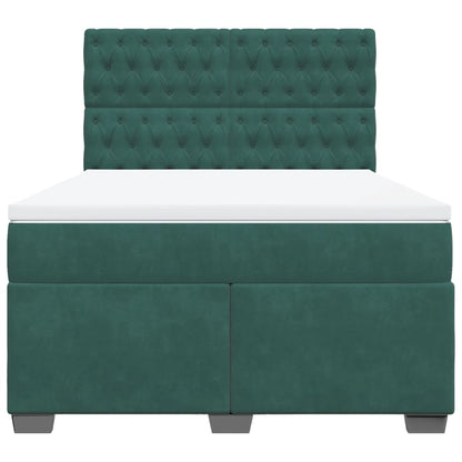 Boxspring met matras fluweel donkergroen 140x190 cm