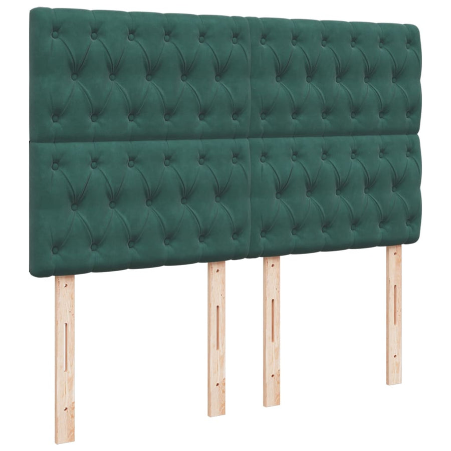 Boxspring met matras fluweel donkergroen 140x190 cm