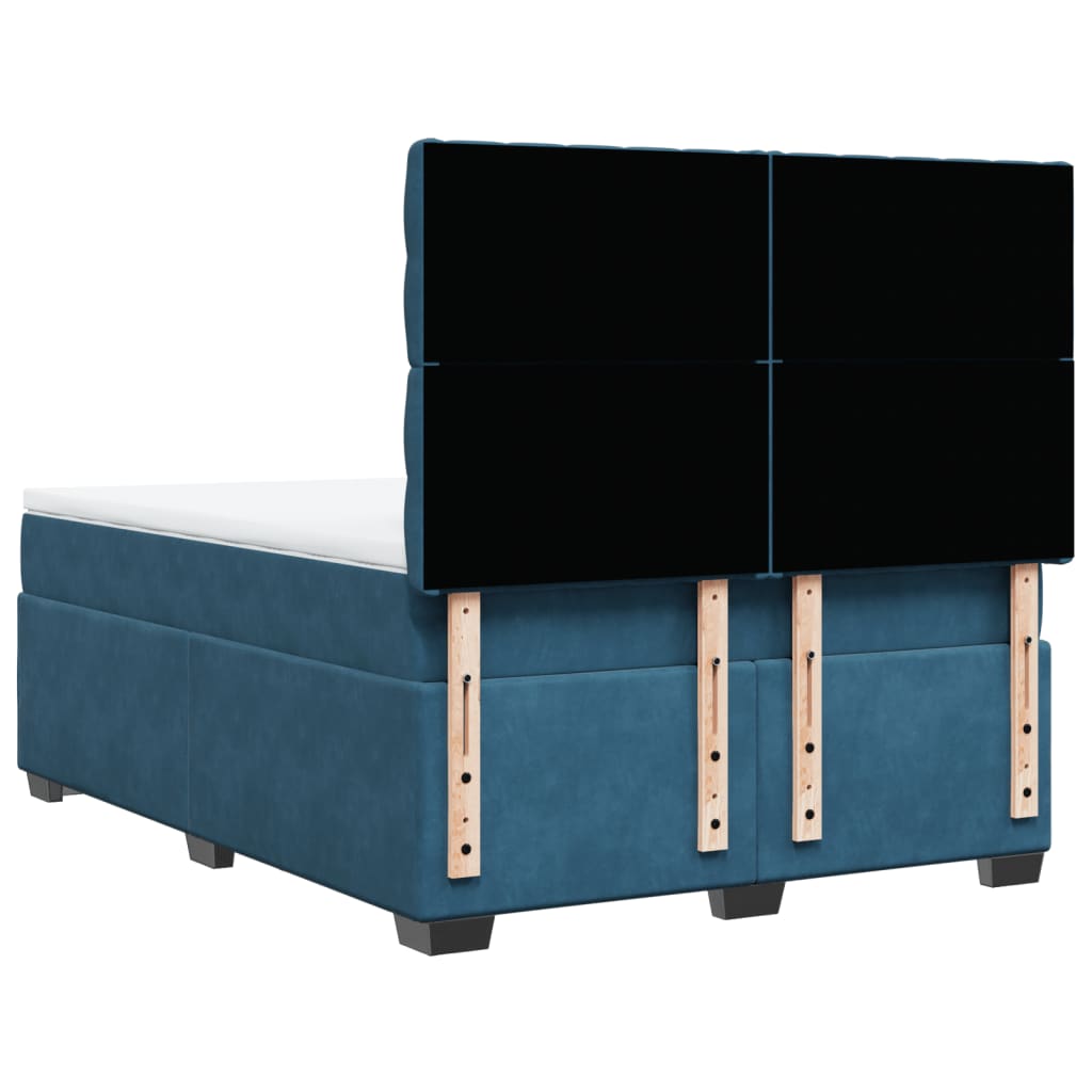 Boxspring met matras fluweel blauw 140x190 cm