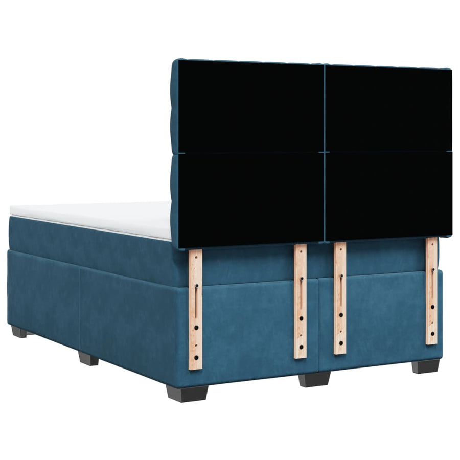 Boxspring met matras fluweel blauw 140x190 cm