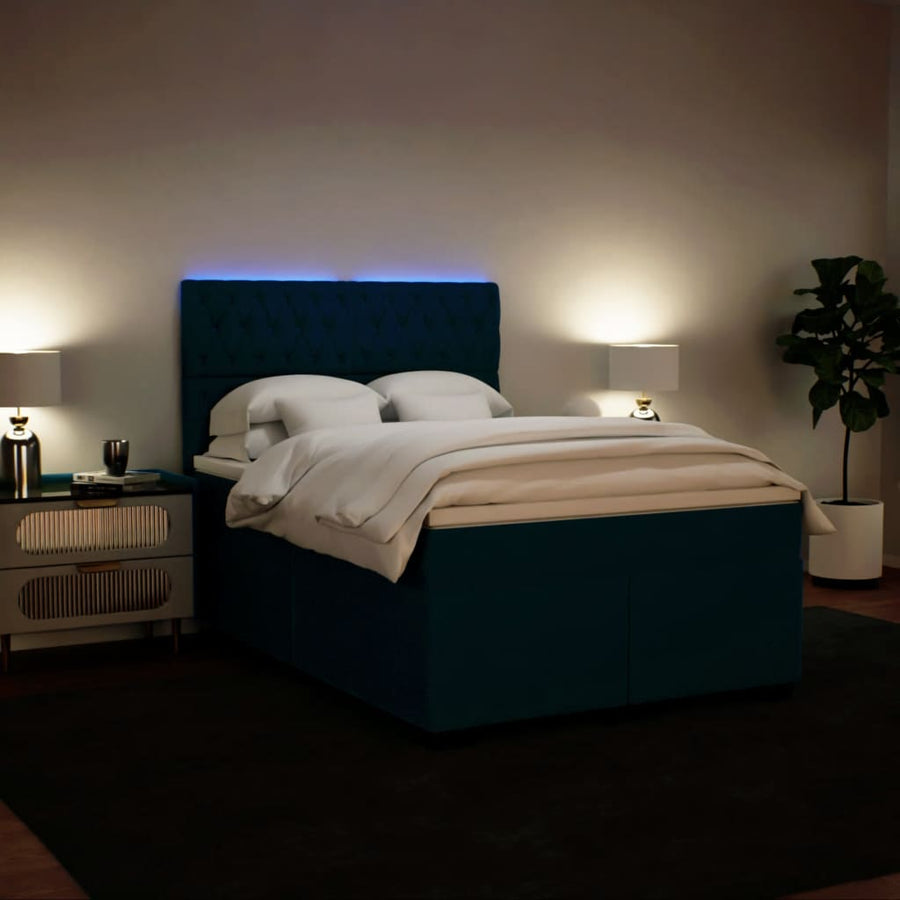 Boxspring met matras fluweel blauw 140x190 cm