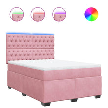 Boxspring met matras fluweel roze 140x190 cm