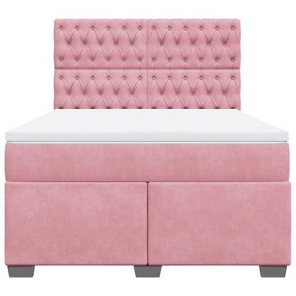 Boxspring met matras fluweel roze 140x190 cm