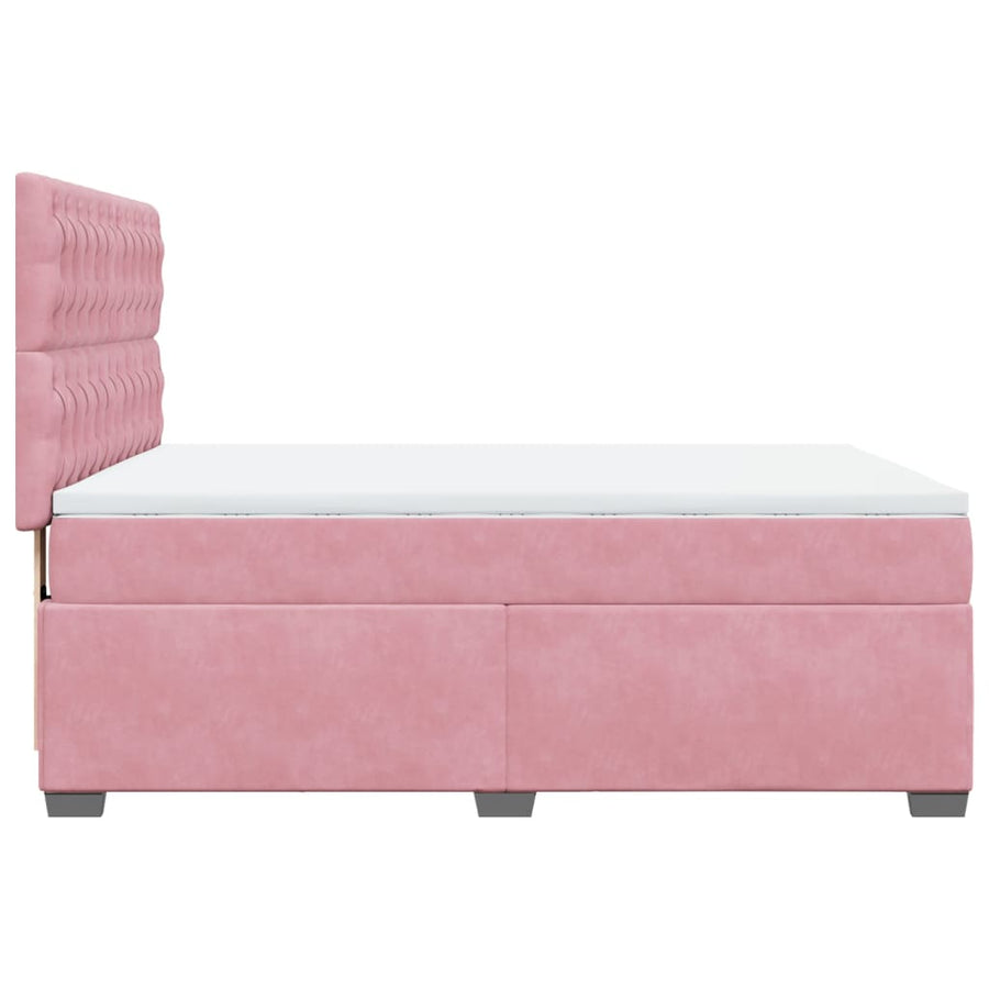 Boxspring met matras fluweel roze 140x190 cm