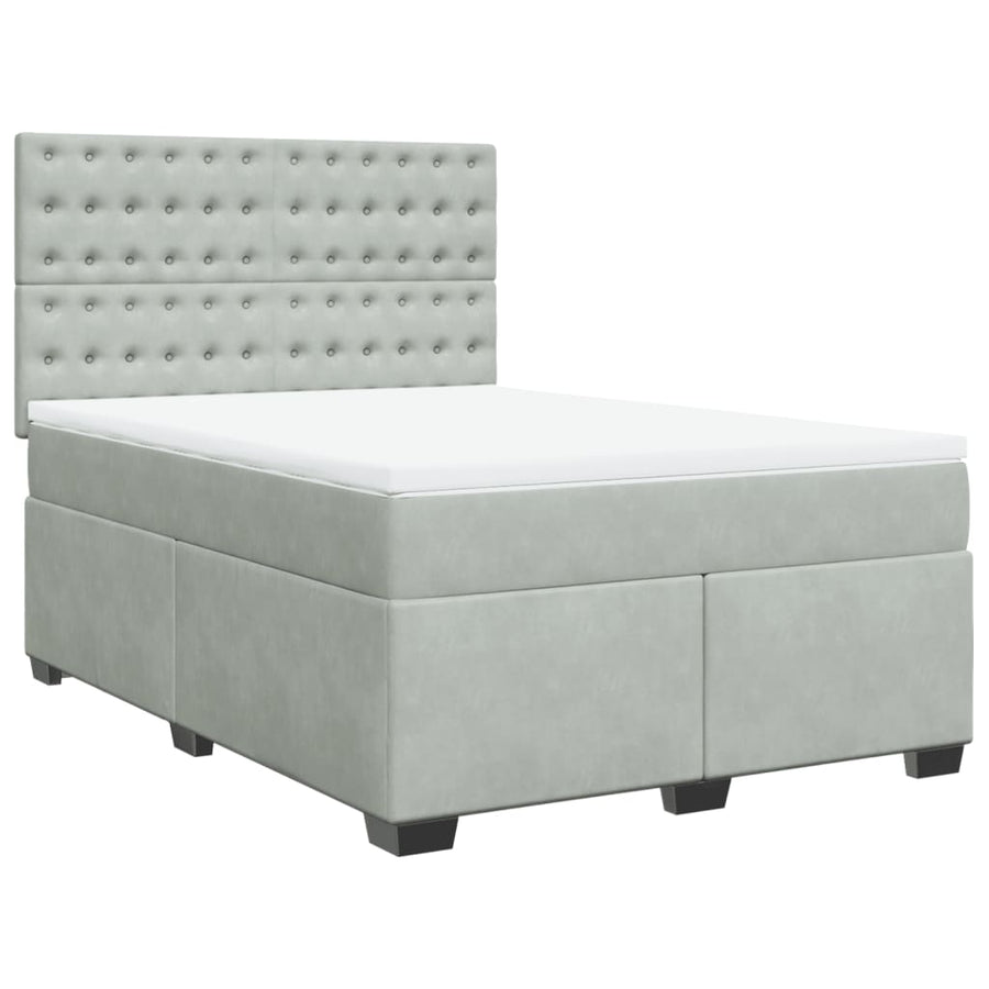 Boxspring met matras fluweel lichtgrijs 140x190 cm