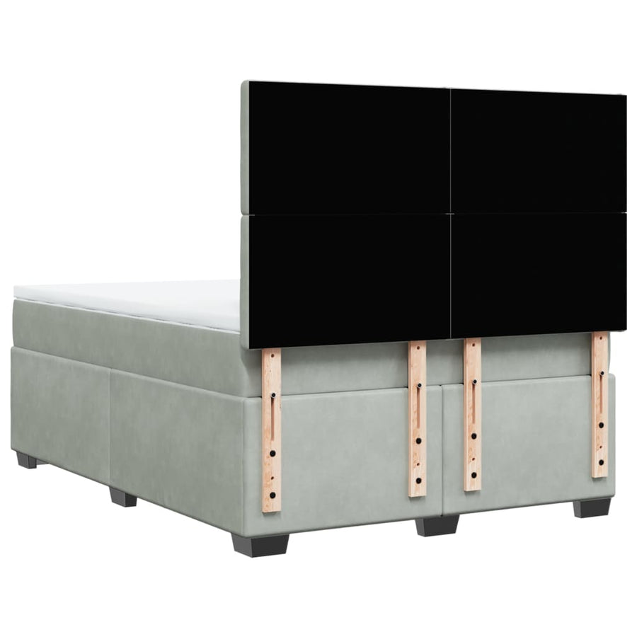 Boxspring met matras fluweel lichtgrijs 140x190 cm