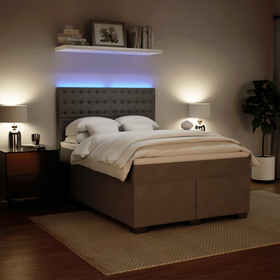 Boxspring met matras fluweel lichtgrijs 140x190 cm