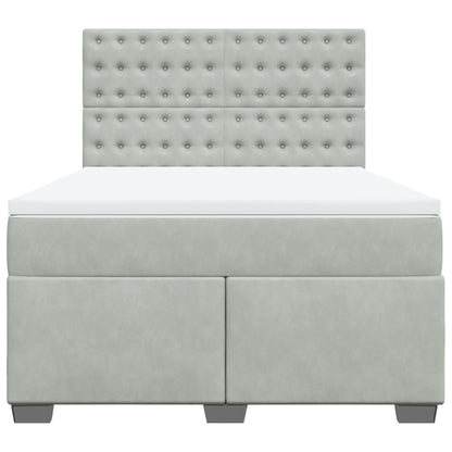 Boxspring met matras fluweel lichtgrijs 140x190 cm