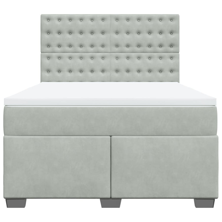Boxspring met matras fluweel lichtgrijs 140x190 cm