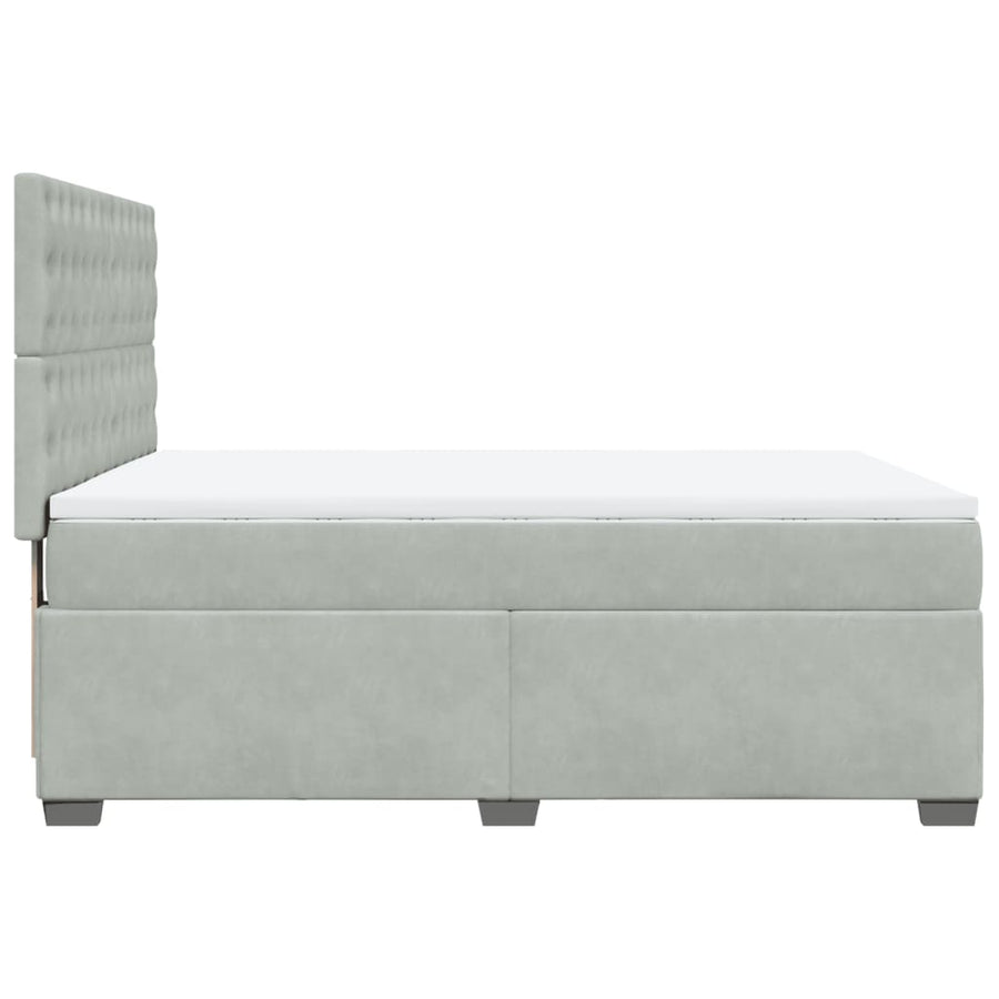 Boxspring met matras fluweel lichtgrijs 140x190 cm
