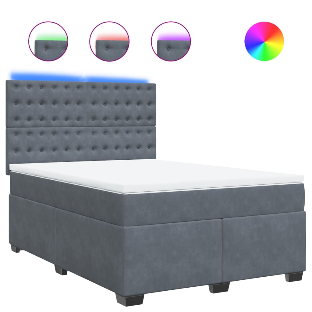 Boxspring met matras fluweel donkergrijs 140x190 cm