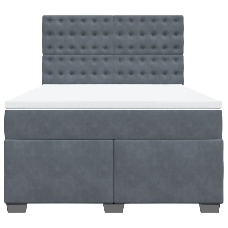 Boxspring met matras fluweel donkergrijs 140x190 cm