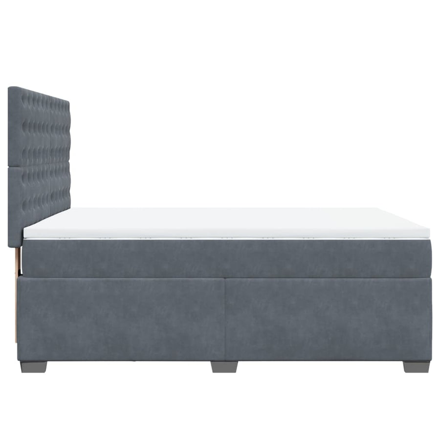 Boxspring met matras fluweel donkergrijs 140x190 cm