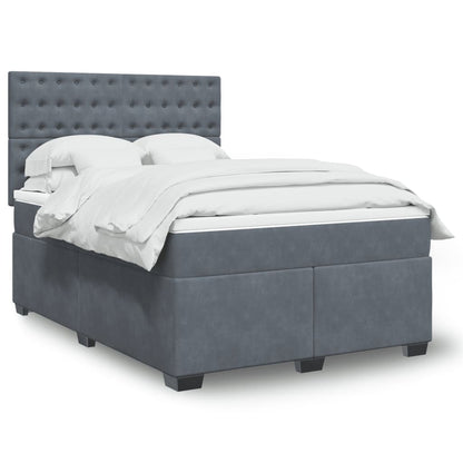 Boxspring met matras fluweel donkergrijs 140x190 cm