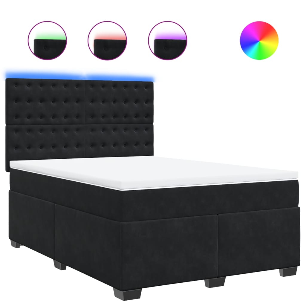 Boxspring met matras fluweel zwart 140x190 cm