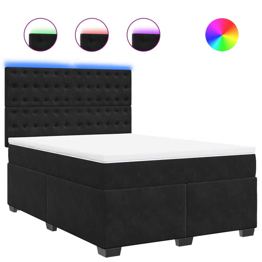 Boxspring met matras fluweel zwart 140x190 cm