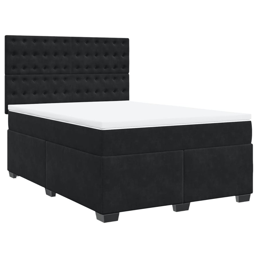 Boxspring met matras fluweel zwart 140x190 cm