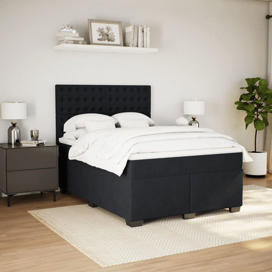 Boxspring met matras fluweel zwart 140x190 cm