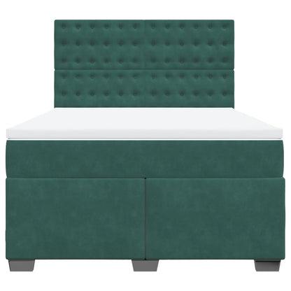 Boxspring met matras fluweel donkergroen 140x190 cm