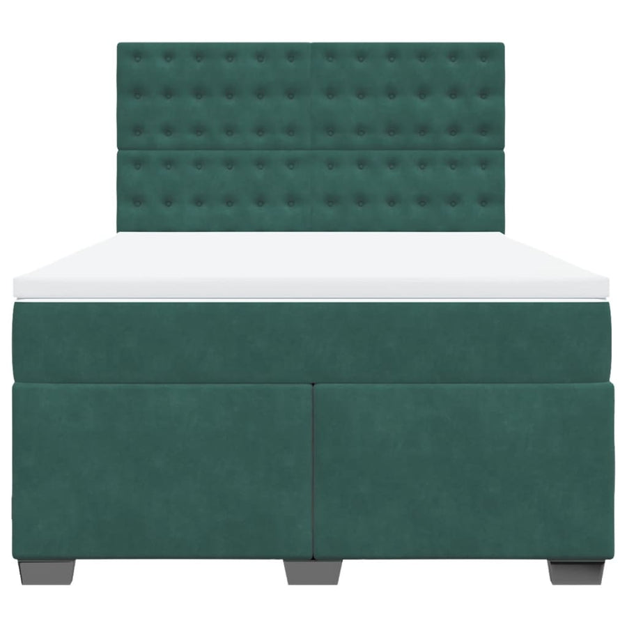 Boxspring met matras fluweel donkergroen 140x190 cm
