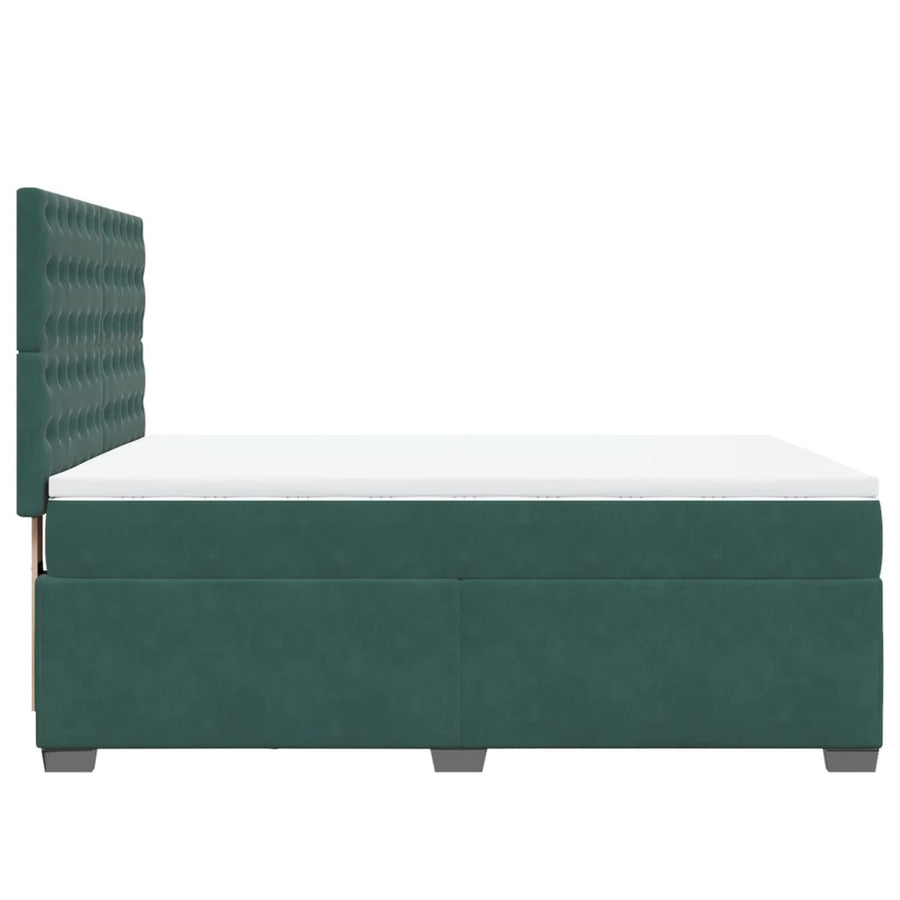 Boxspring met matras fluweel donkergroen 140x190 cm