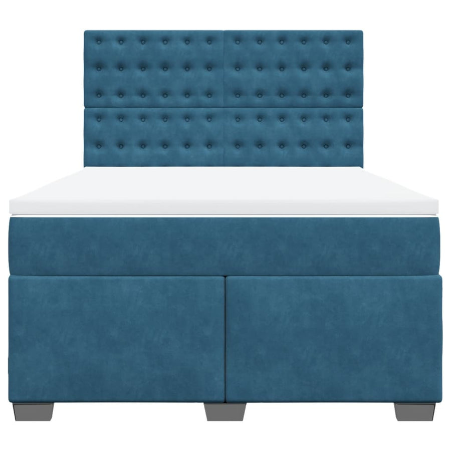 Boxspring met matras fluweel blauw 140x190 cm