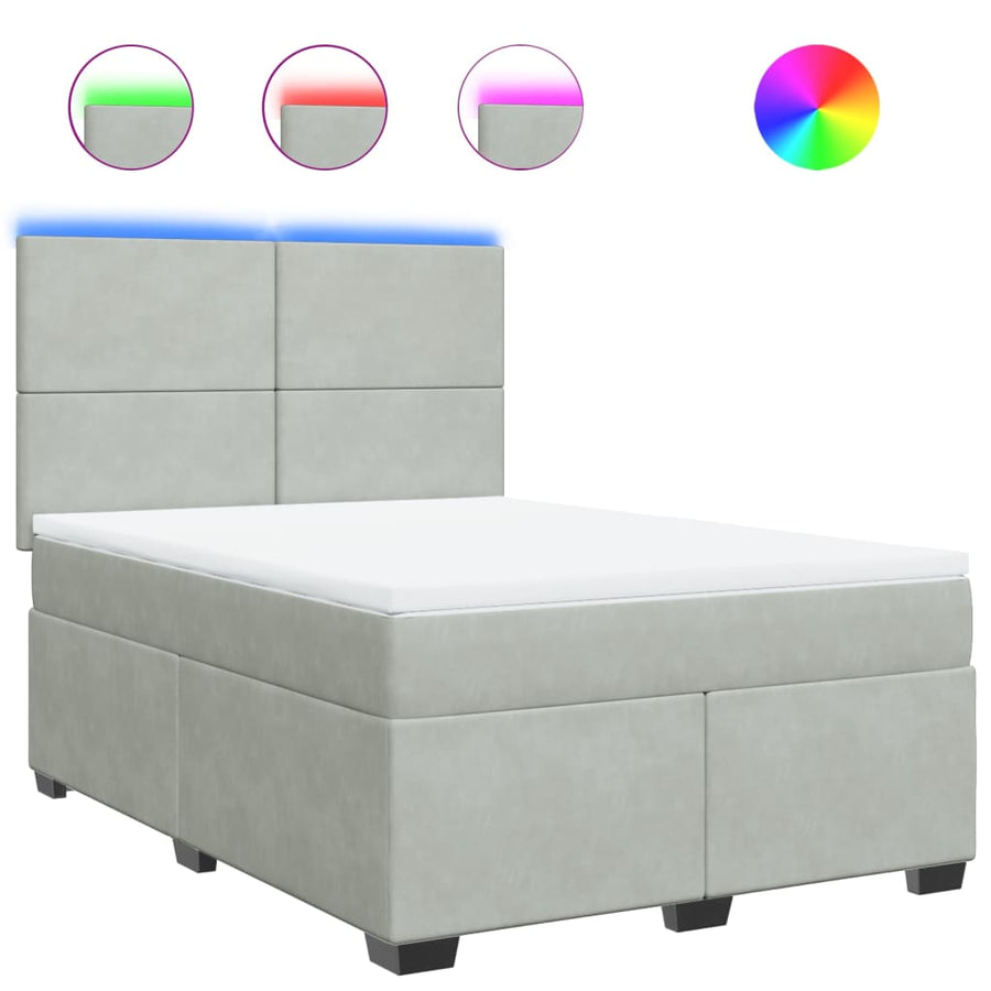 Boxspring met matras fluweel lichtgrijs 140x200 cm