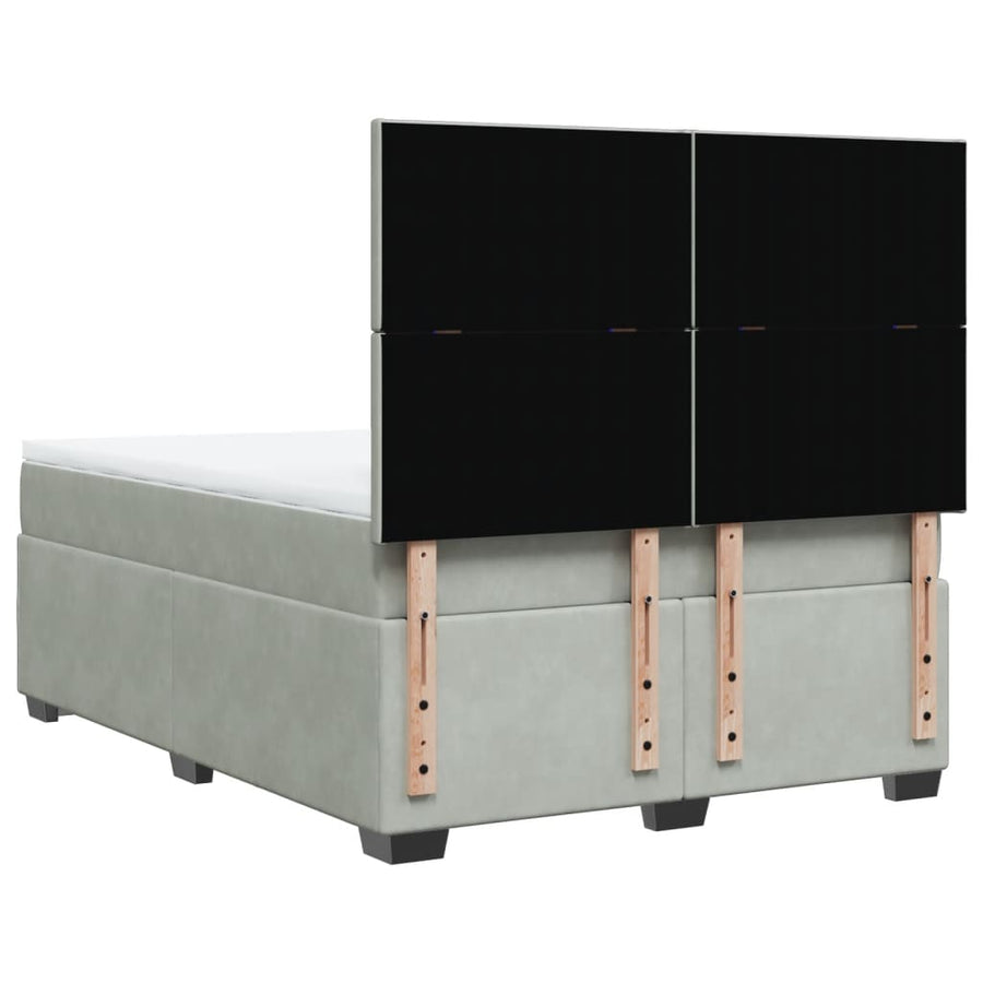 Boxspring met matras fluweel lichtgrijs 140x200 cm