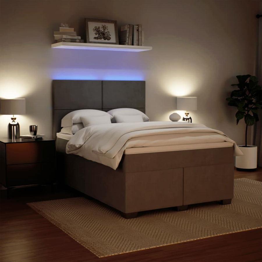 Boxspring met matras fluweel lichtgrijs 140x200 cm