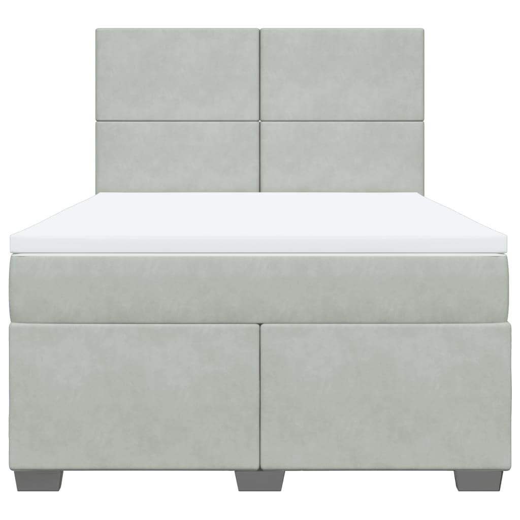 Boxspring met matras fluweel lichtgrijs 140x200 cm