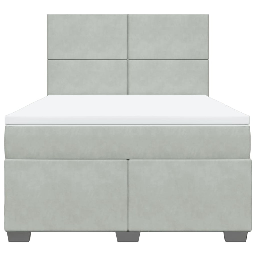 Boxspring met matras fluweel lichtgrijs 140x200 cm