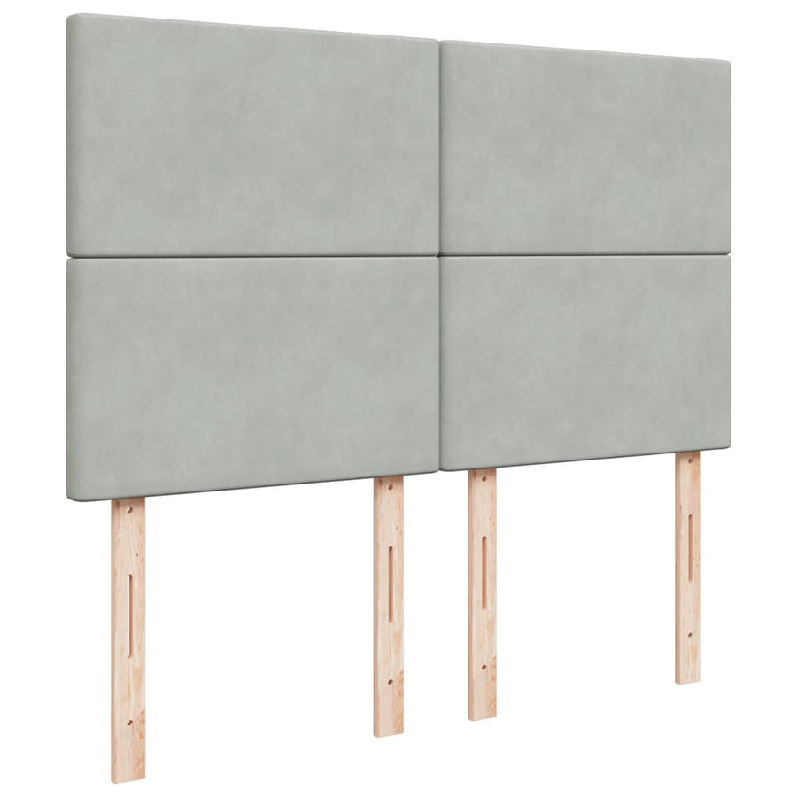 Boxspring met matras fluweel lichtgrijs 140x200 cm
