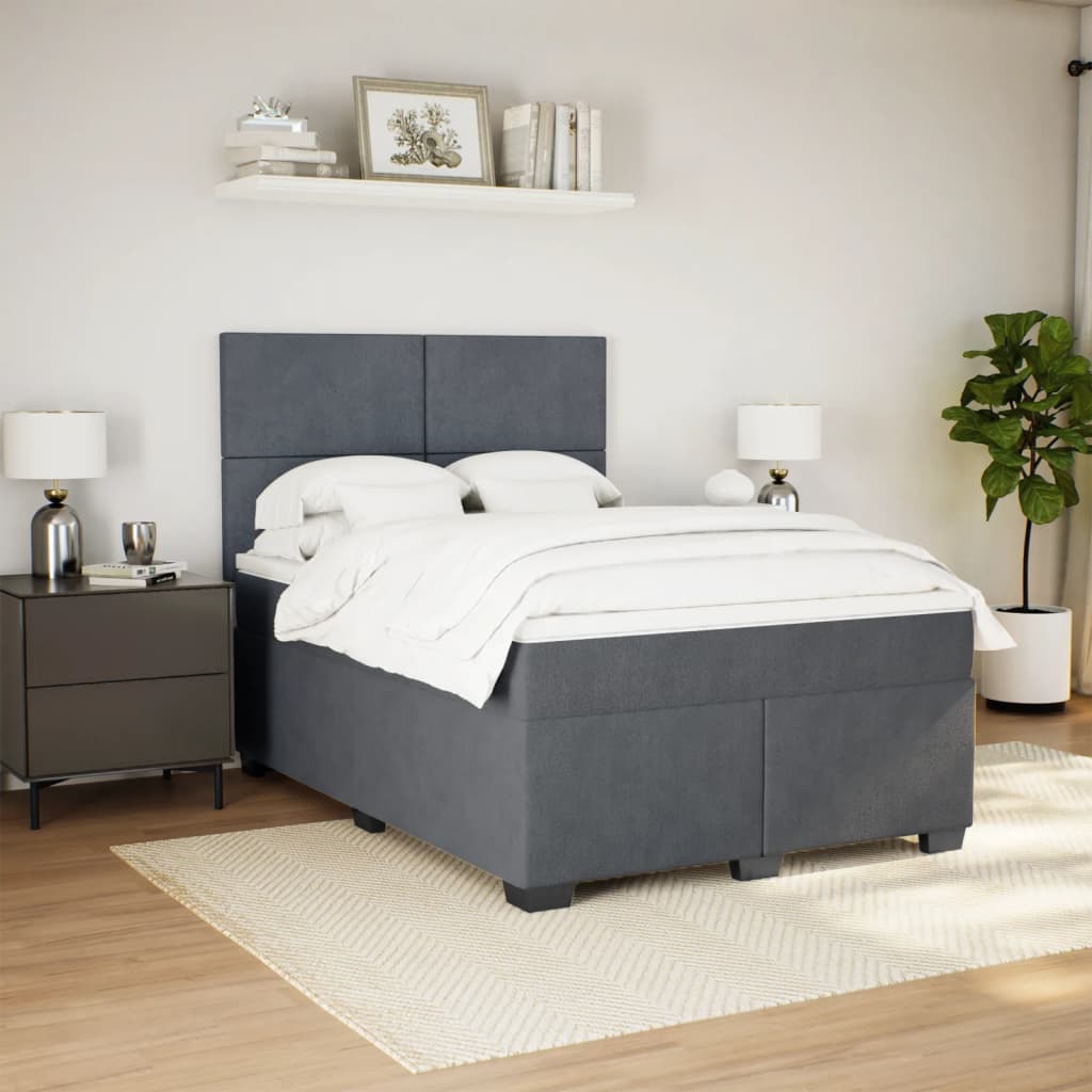 Boxspring met matras fluweel donkergrijs 140x200 cm