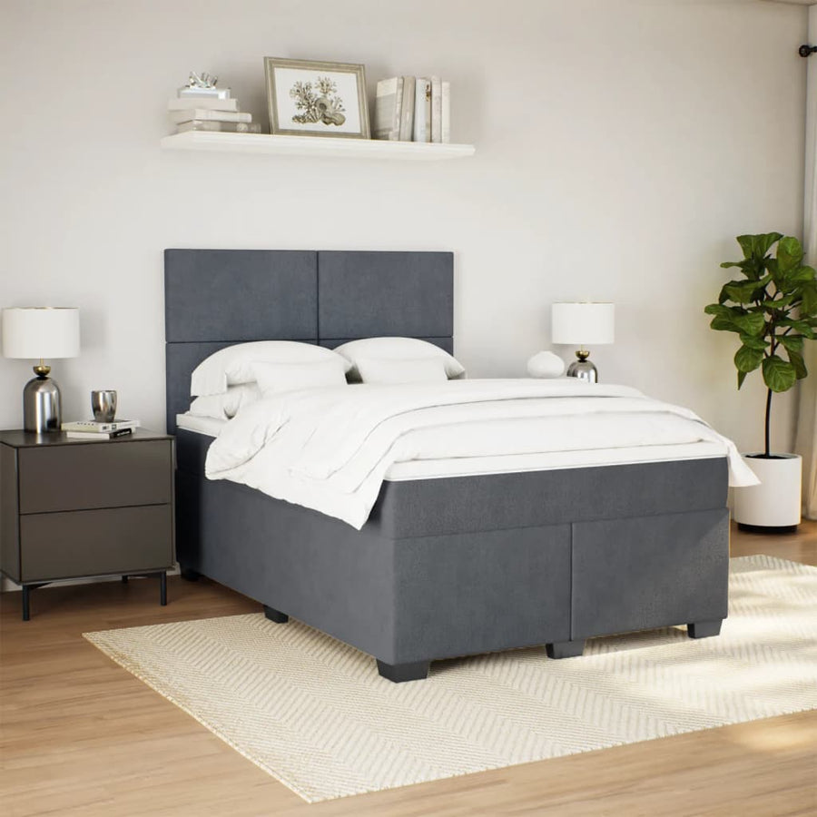 Boxspring met matras fluweel donkergrijs 140x200 cm