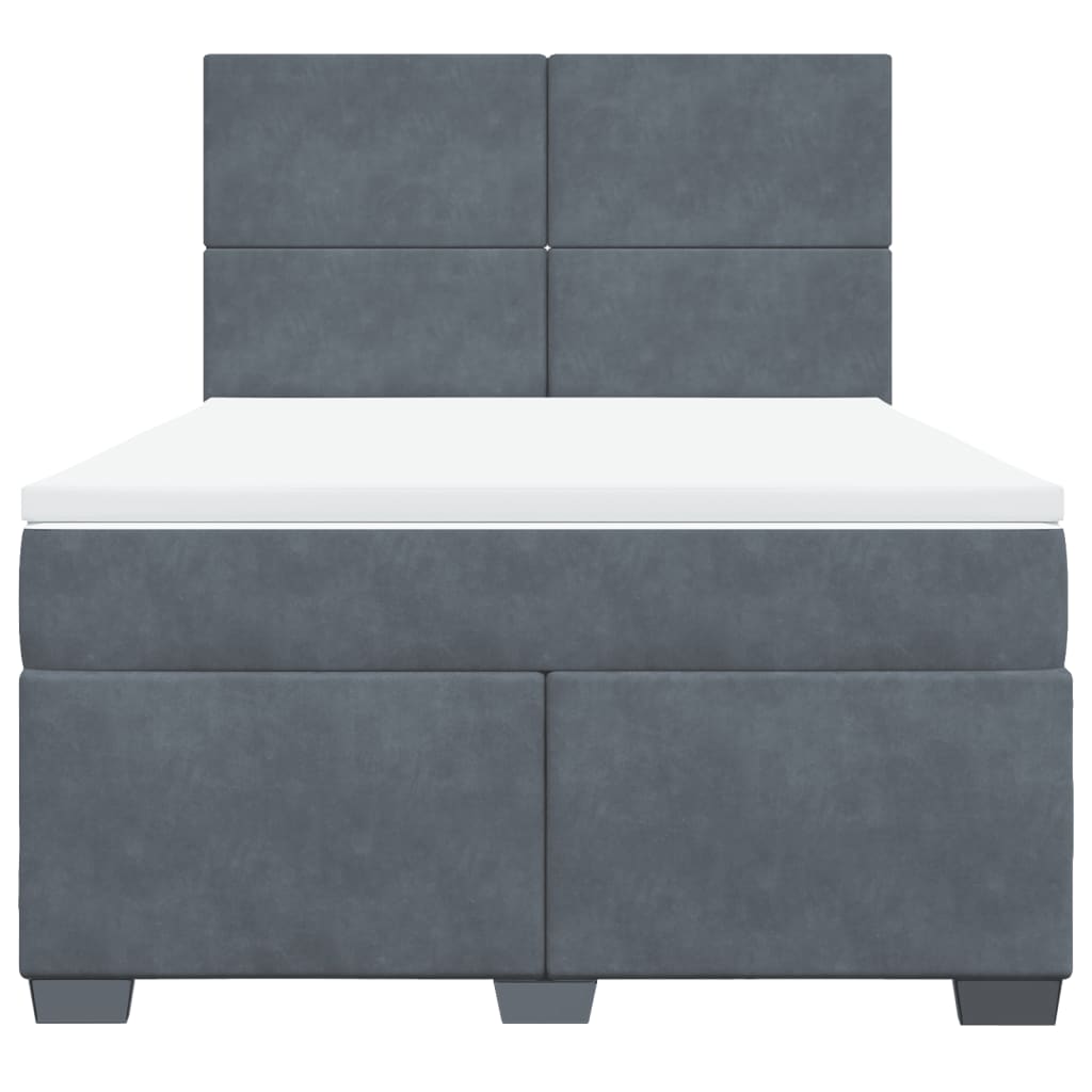 Boxspring met matras fluweel donkergrijs 140x200 cm