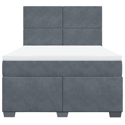 Boxspring met matras fluweel donkergrijs 140x200 cm