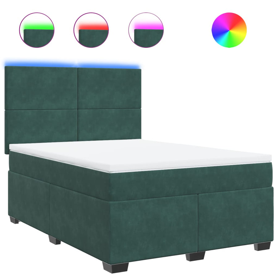 Boxspring met matras fluweel donkergroen 140x200 cm