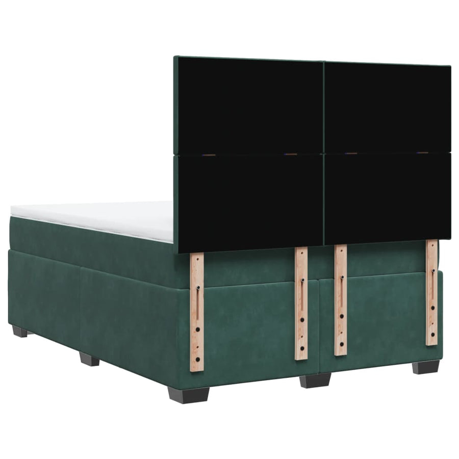 Boxspring met matras fluweel donkergroen 140x200 cm