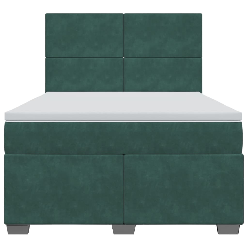Boxspring met matras fluweel donkergroen 140x200 cm