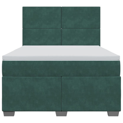 Boxspring met matras fluweel donkergroen 140x200 cm