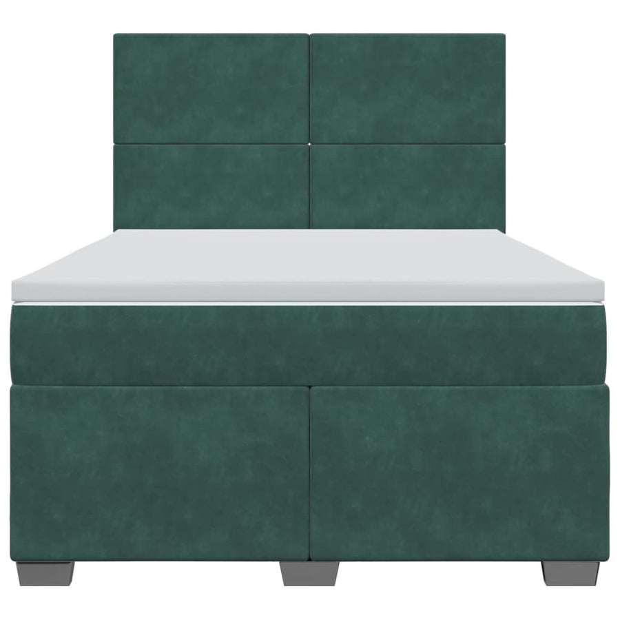 Boxspring met matras fluweel donkergroen 140x200 cm
