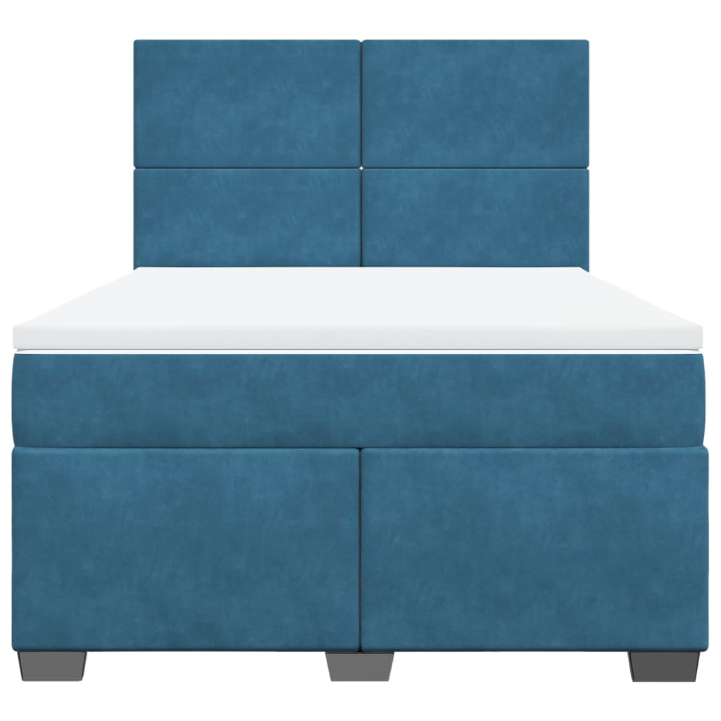 Boxspring met matras fluweel blauw 140x200 cm