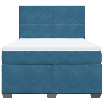 Boxspring met matras fluweel blauw 140x200 cm