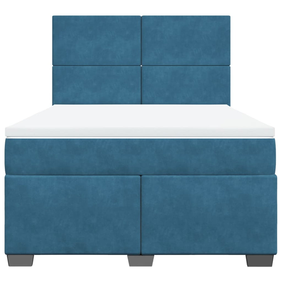 Boxspring met matras fluweel blauw 140x200 cm