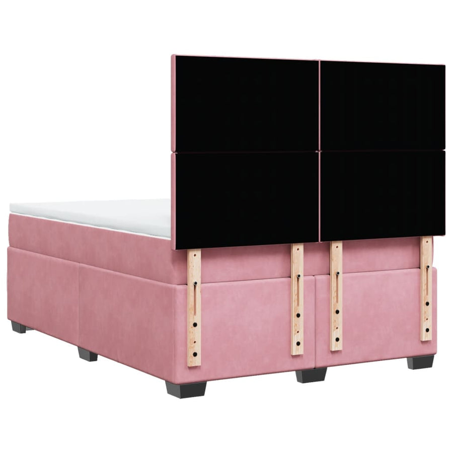 Boxspring met matras fluweel roze 140x200 cm