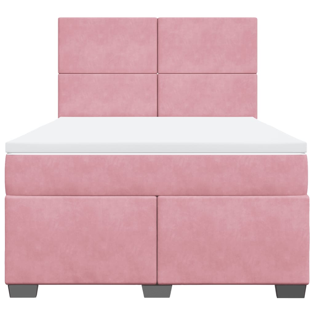 Boxspring met matras fluweel roze 140x200 cm