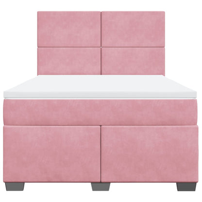 Boxspring met matras fluweel roze 140x200 cm