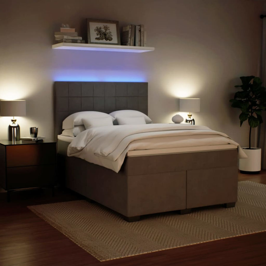 Boxspring met matras fluweel lichtgrijs 140x200 cm