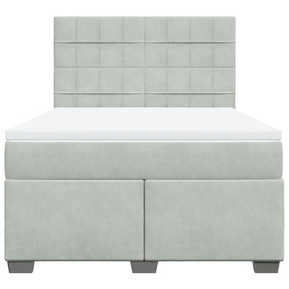 Boxspring met matras fluweel lichtgrijs 140x200 cm