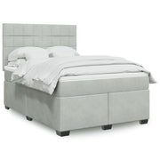Box spring with velvet mattress light grey 140x200 cm